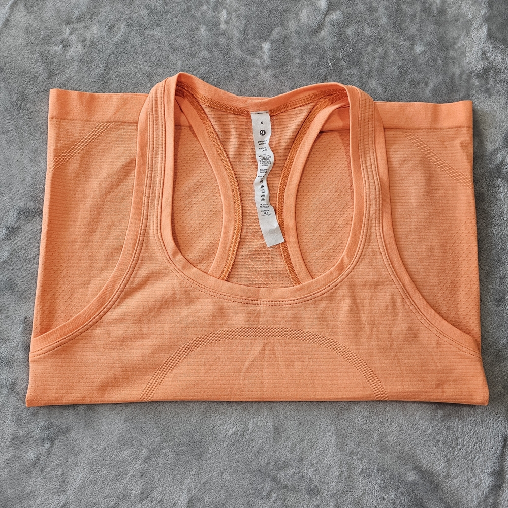 lululemon athletica Neon Yellow and Coral Ribbed Racerback Tank Tops - Picture 10 of 16